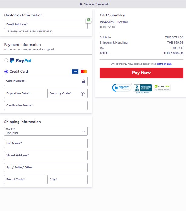 VivaSlim - secure Order Page